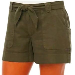 Democracy | Army Green Linen Tie Shorts